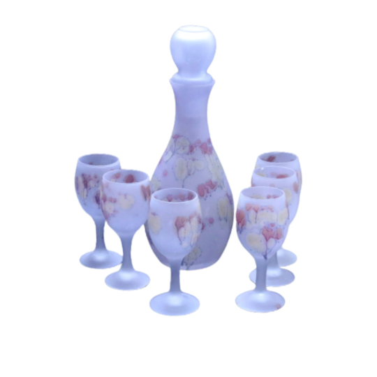 Wine Goblet Glass Set Hand Painted Hebron New York Style