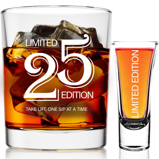 9Oz Whiskey Glass + 2Oz Shot Glass, Funny Present Ideas Him, Husband, Wife, Bff, Party, 25Th Birthday Gifts For Men & Women, Party