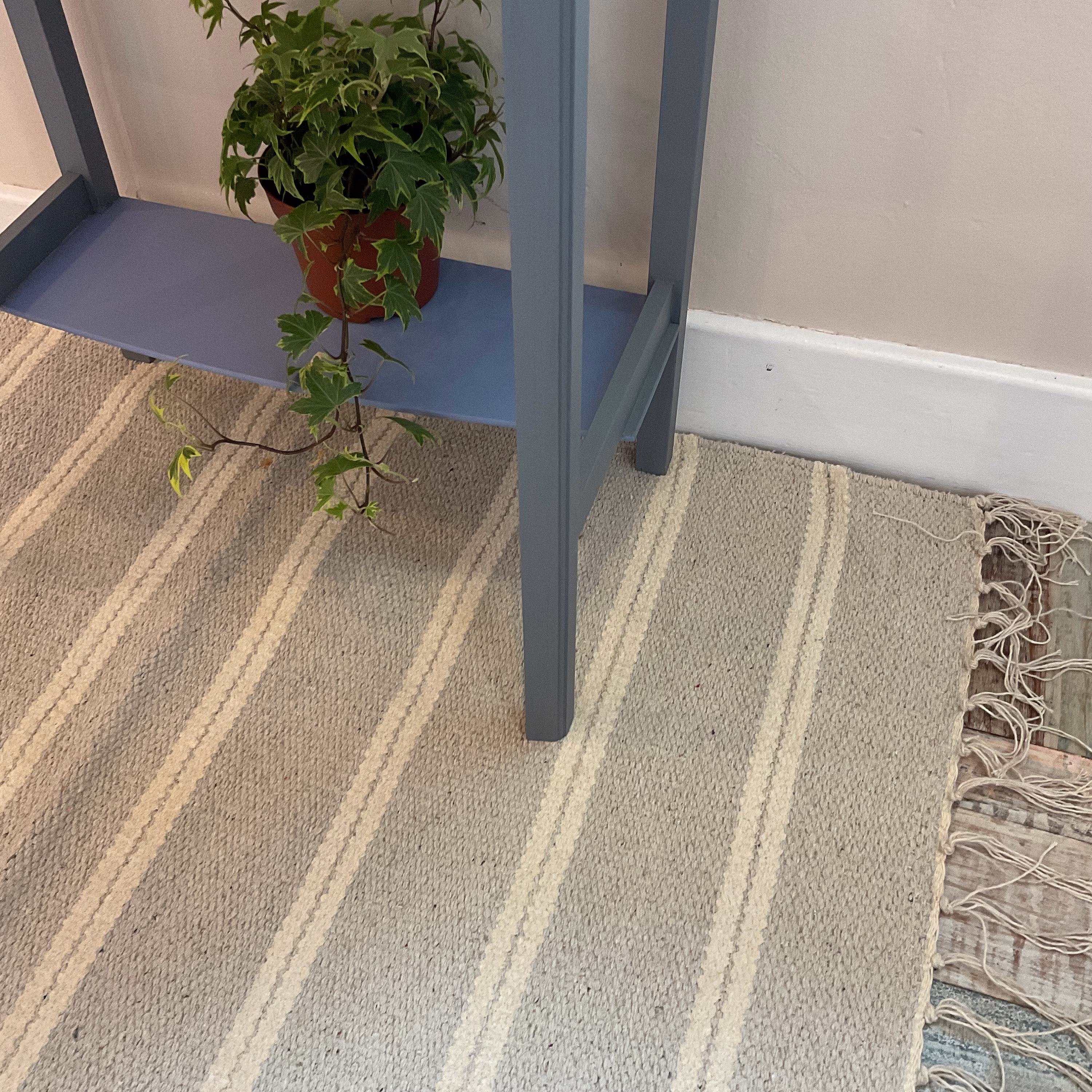 Varca Grey Rug Striped Design Cotton & Jute Yarn