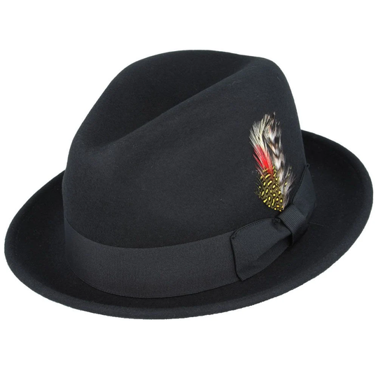 Wool Trilby Hat, Crushable C-Crown Felt Fedora Unisex Classic 100% Hat