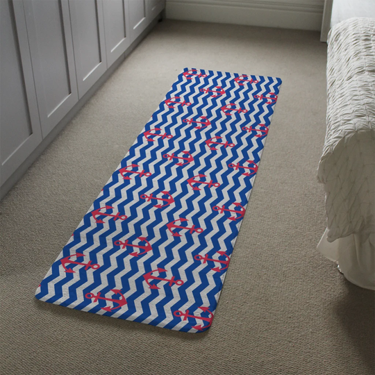 Huskins Anchors Designer Shaggy Blue/Red Rug