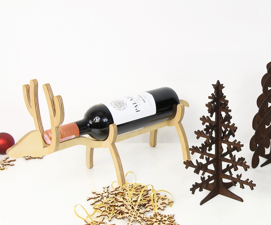 Wooden Reindeer Christmas Wine Holder Wine Rack Stand Lover Gift