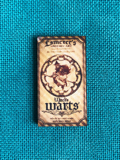 Witch's Warts Apothecary Label | Wooden Needle Minder Cover