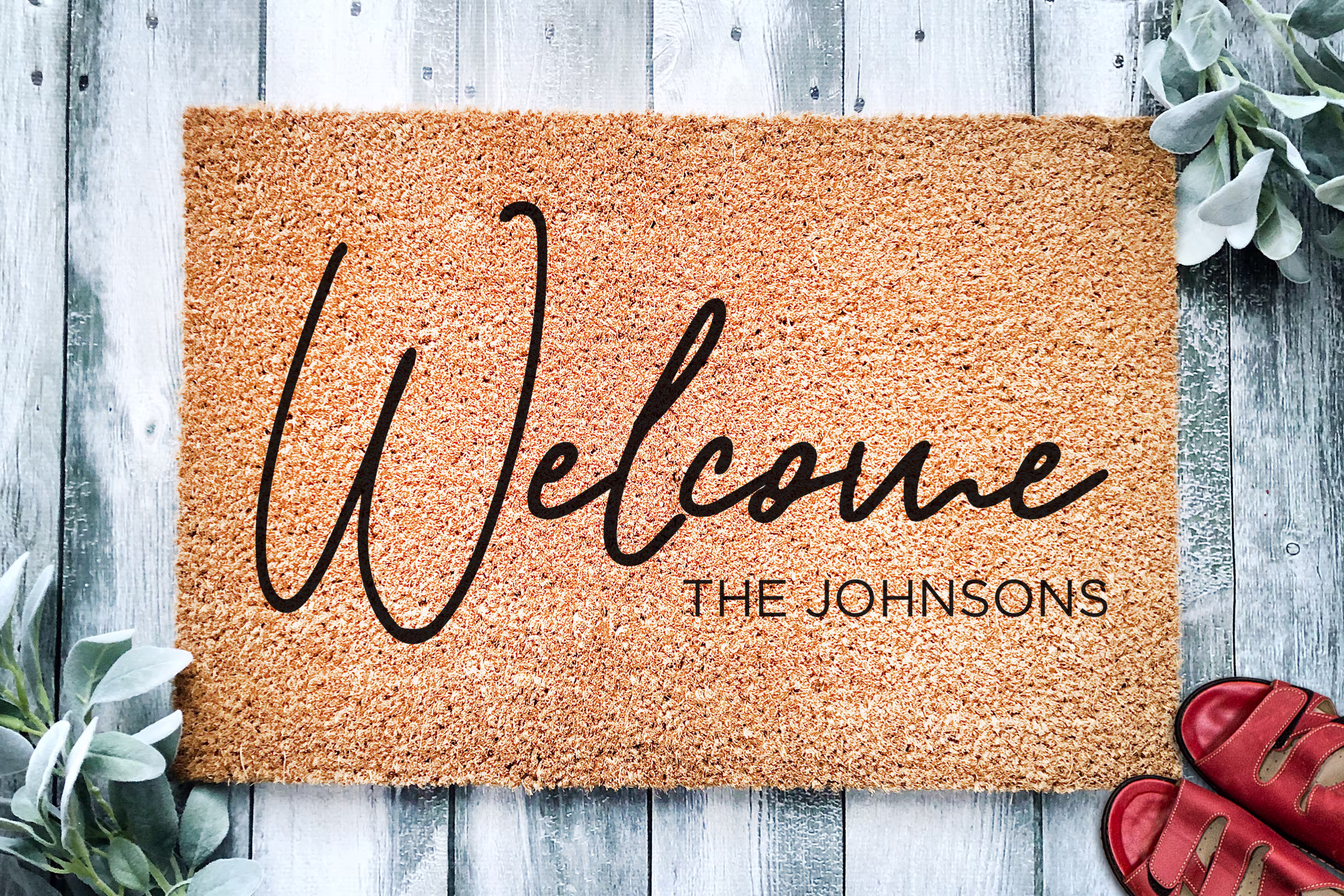 Signature Welcome Family Name Doormat | Housewarming Or Wedding Gift Custom Personalized Closing Front Door Mat
