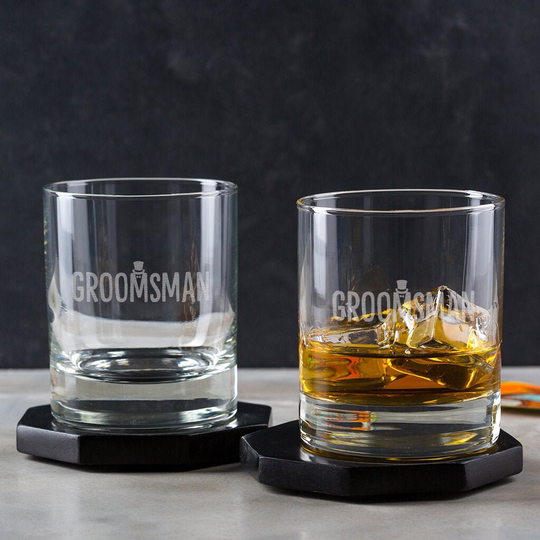 Groomsman Whiskey Tumbler - Gifts Luxury Wedding Party Presents From Bride & Groom Engraved Old Fashioned Glass
