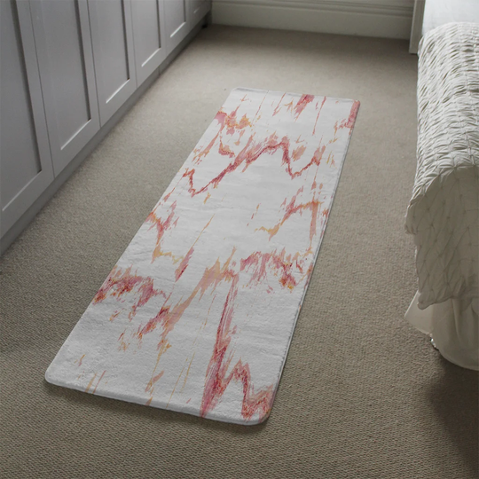 Laux Marble Designer Shaggy White/Pink Rug