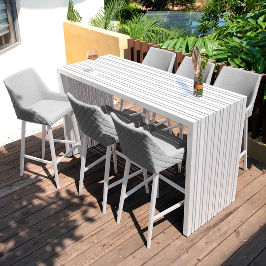 Gullete Outdoor Fabric 6 Seat Rectangular Bar Set