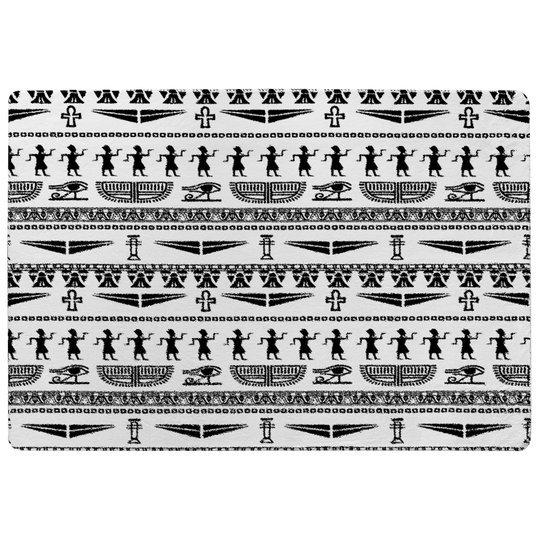 Peebles Tribal Egyptian Art Designer Shaggy White/Black Rug
