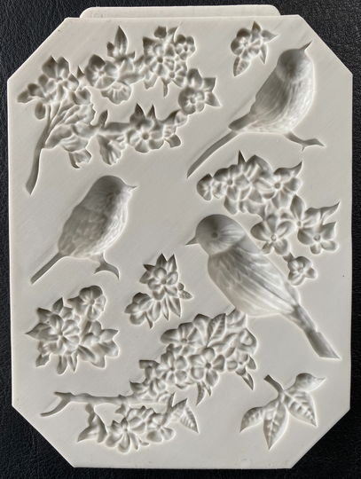 Bird & Flower Flowers Silicone Soap, Cake, Fondant, Clay, Baking Mould/Mold - Chocolate, Icing, Jewellery, Sugar Craft, Resin