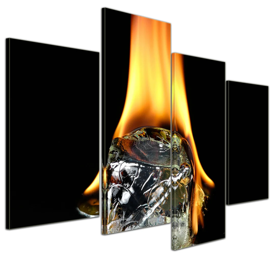 Burning Ice Cube 4-Piece Photographic Print Set on Canvas