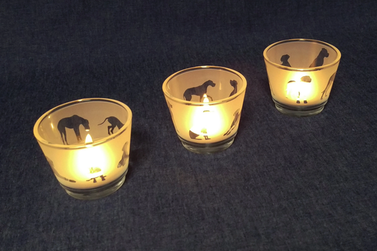 Great Dane Dog Engraved Glass Tea Light Holder Set