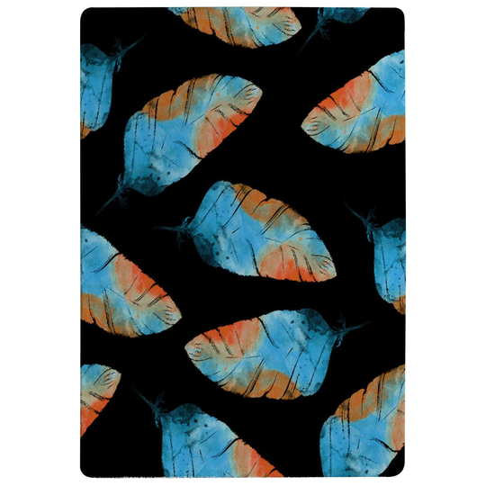 Hollis Imprints Boho Feathers Designer Shaggy Black/Blue Rug