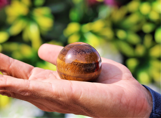 Mini 45mm Natural Golden Tiger Eye Healing Energy Aura Stone Hand Made Sphere Ball