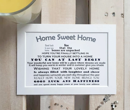 New Home Gift, 7x5 Housewarming Personalised Print, House Present, Funny Gift For A Friend, Poem Quote