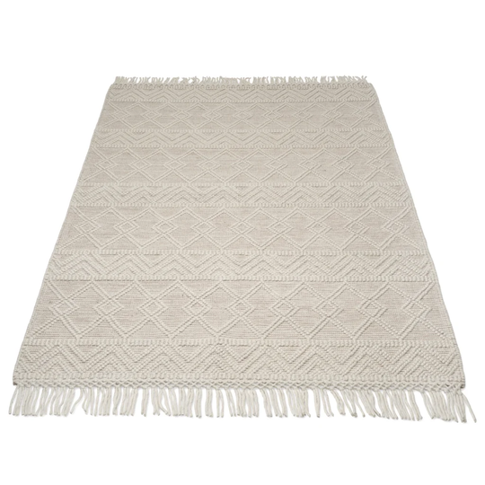 Zader Handwoven Wool White Rug