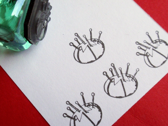 Tiny Pincushion Stamp. Sewing Stamp, Tomato Pincushion Stamp