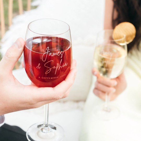 Wedding Personalised Engraved Favours Premium European Wine Glasses
