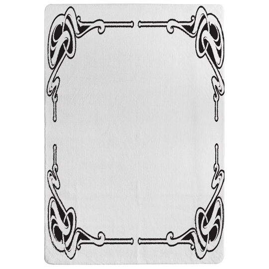 Parikh Decorative Border Designer Shaggy Black/White Rug