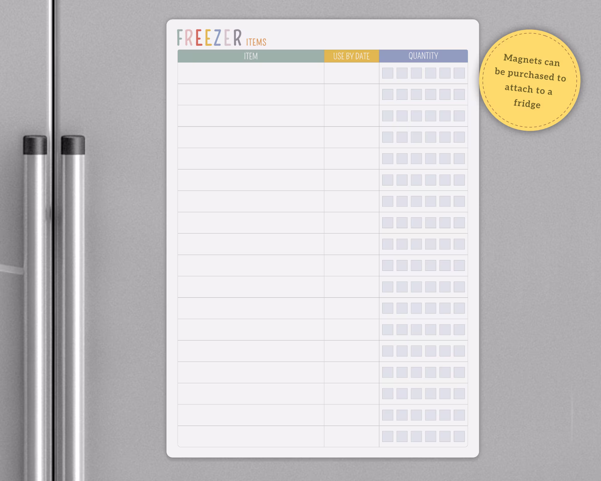 Freezer Stock Inventory List Whiteboard, Quantity Dry Wipe White Board, Food Checklist