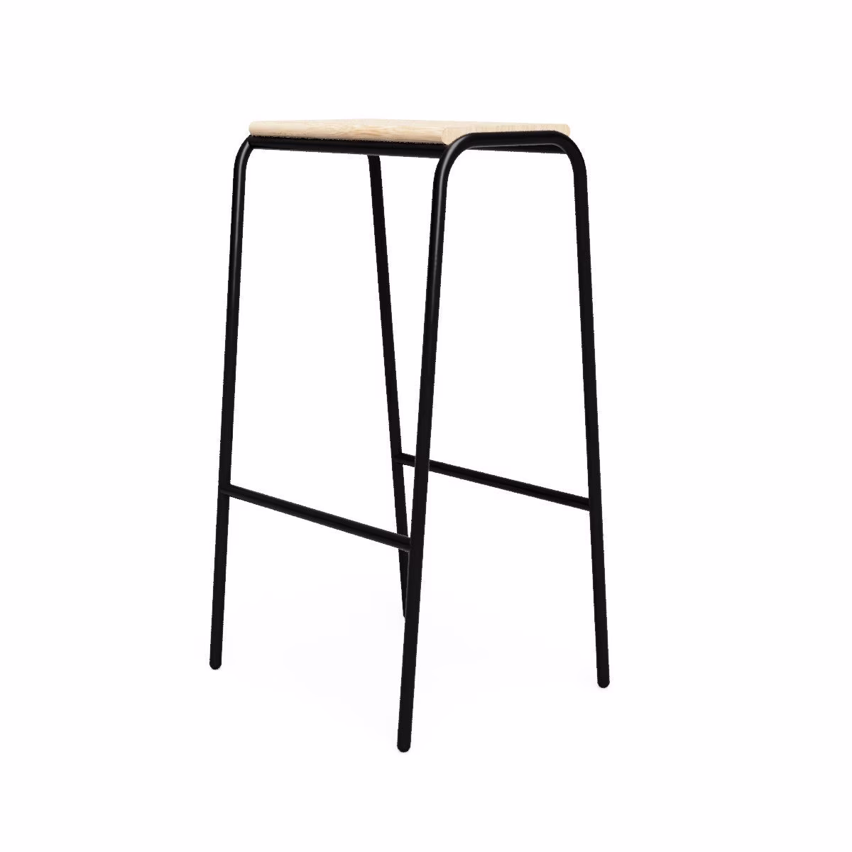 Solid Oak/Black Stacking Bar Stool - Stackable Minimalist | Aged Oak, Natural Light Oak