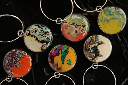 Worked Graffiti Wine Glass Charms - Set Of 6