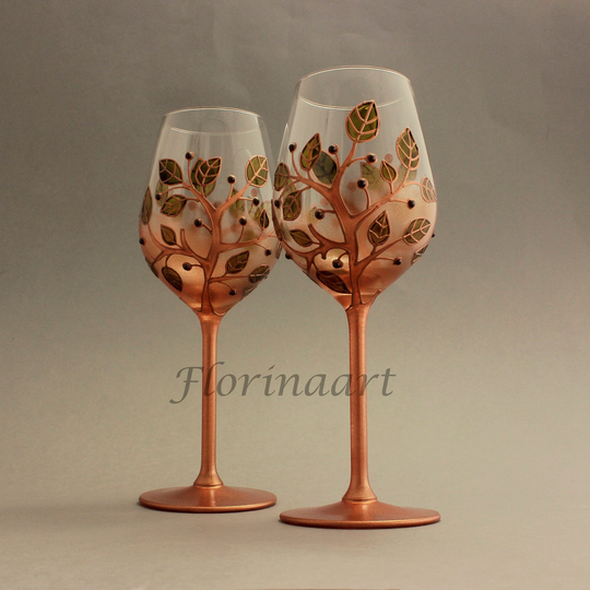 Copper Wedding Anniversary Glasses Tree Of Life 22nd 7Th Traditional Gift