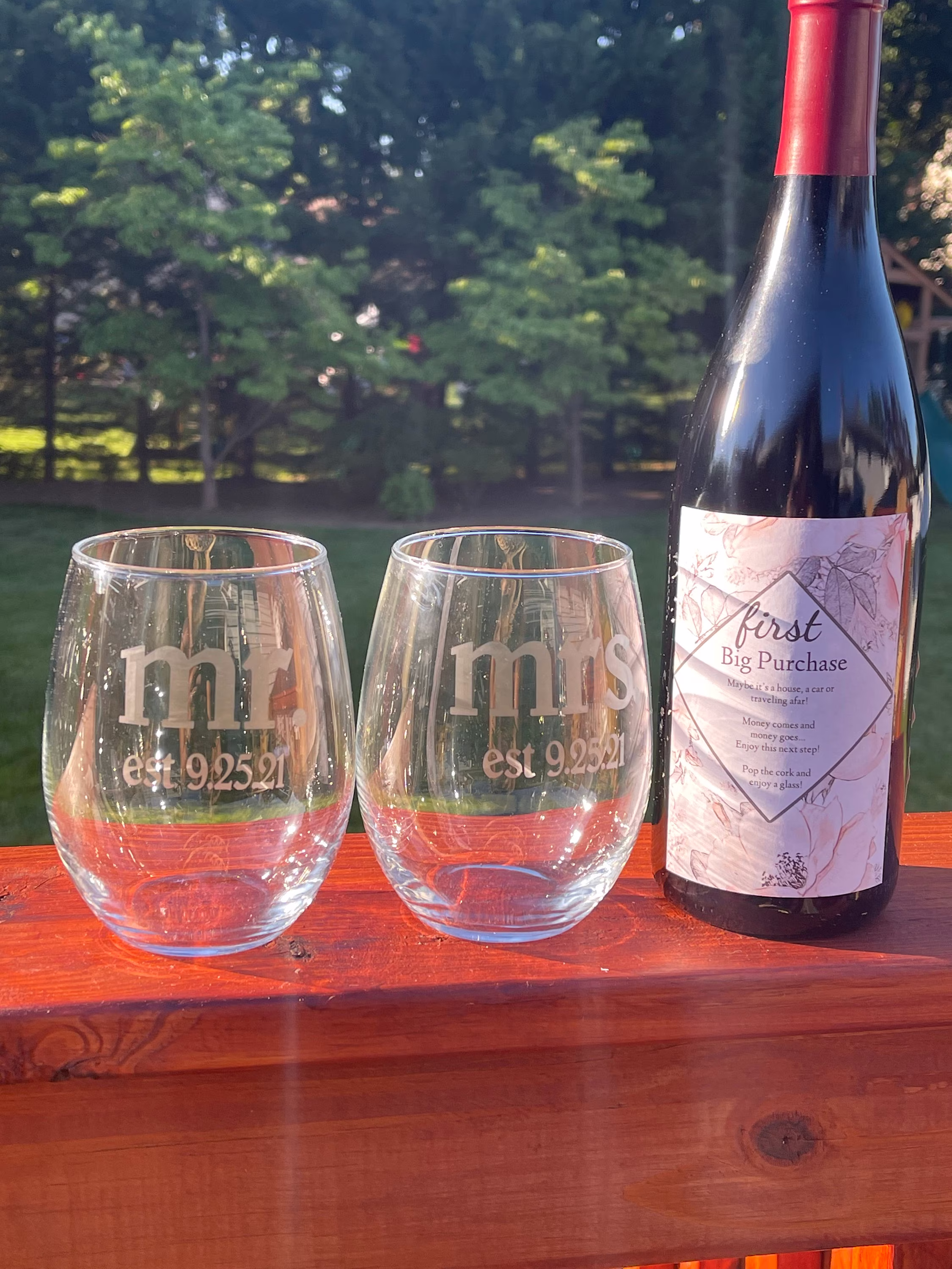 Wedding Gift Basket/Mr & Mrs Wine Labels Bridal Shower 2021 His & Her Her/ Etching