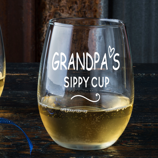 Funny Stemless Wine Glass Grandpa's Sippy Cup Father's Day Gift New Grandpa Soon To Be Papa's Glasses