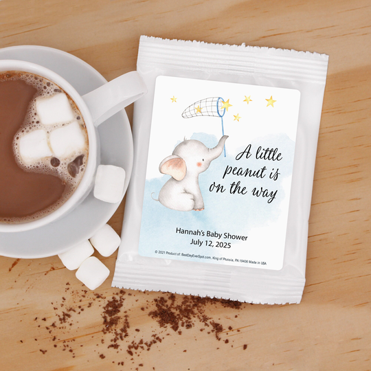 Baby Elephant Cocoa Shower Favors, Personalized Boy Shower, Favor - Set Of 24