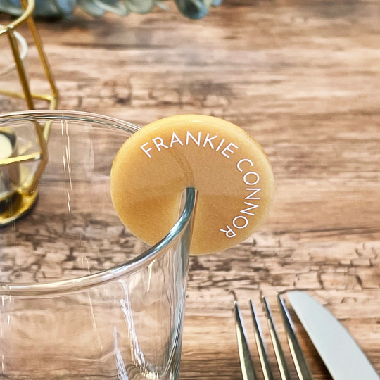 Personalised Wine/Cocktail Champagne Glass Name Place Charms, Luxury Custom Wedding Décor, Drink Place, Mirror, Pastel, Pearlescent