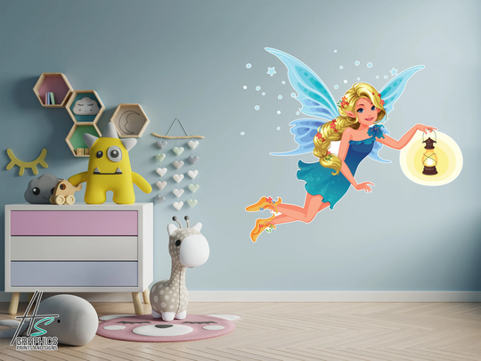 Fairy With Lantern Wall Stickers, Decals, Fairy Wall Art, Nursery Decal, Baby Girl Room Decor