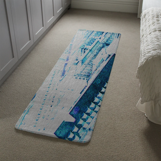 Lemmons Chimney Tops Designer Shaggy White/Blue Rug