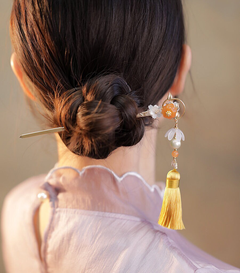 Pumpkin Hair Stick, Tassels Fork, Step Shake Comb, Hanfu Cheongsam Pins
