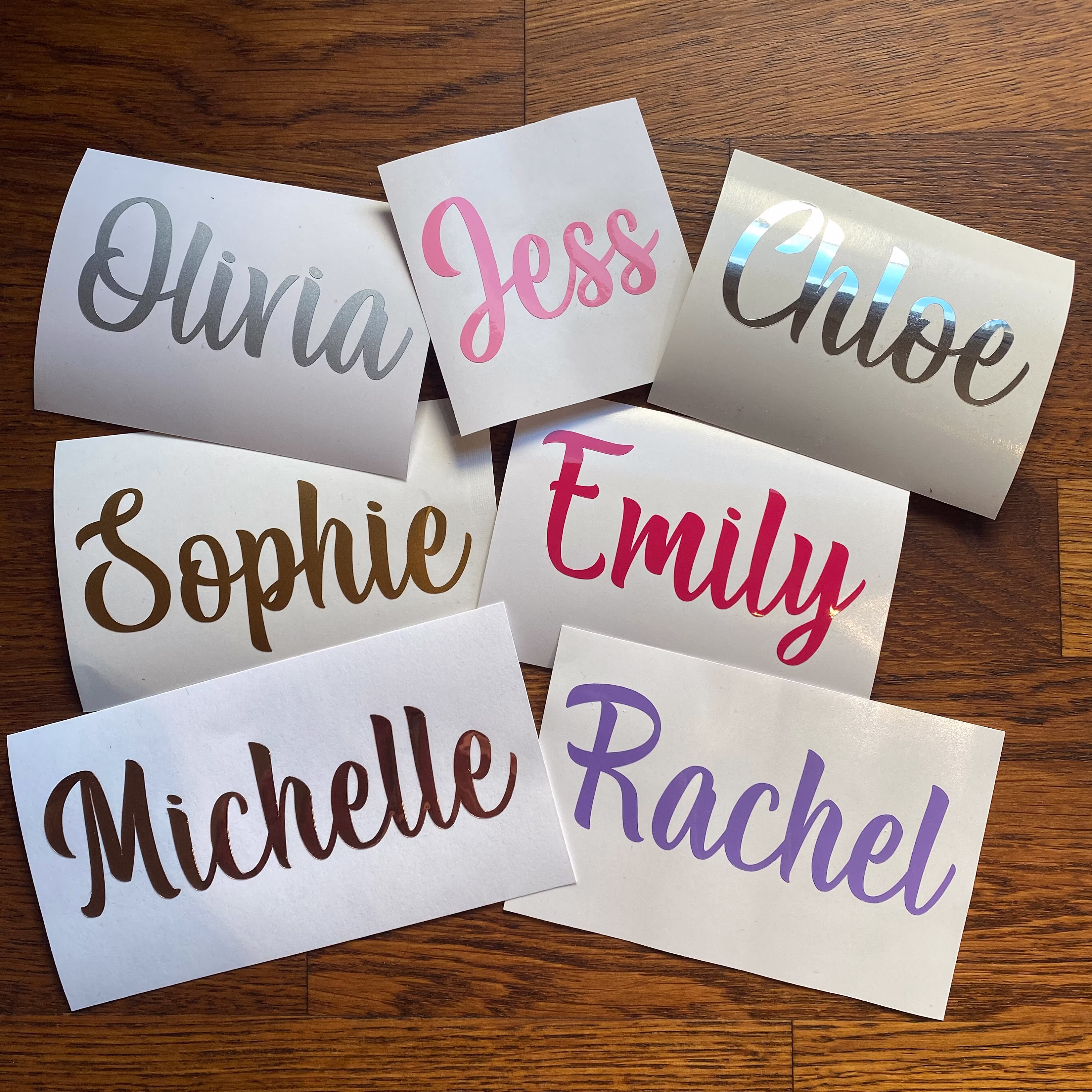Personalised Vinyl Name Labels - For Water Bottles, Wedding Décor, Wine Glasses, Bridesmaid Names, Custom Stickers, Balloons, Lunchboxes