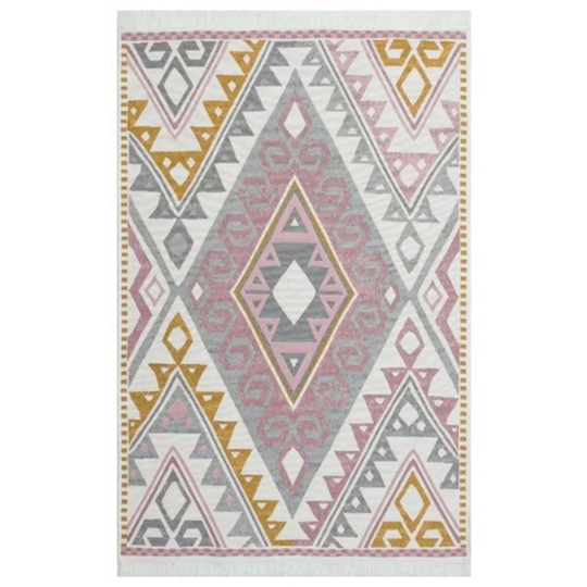 Dante Handmade Kilim Cotton Pink/Brown/White Rug