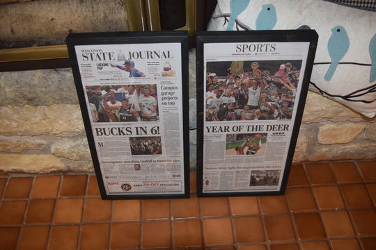 Free Shipping 2 Set Milwaukee Bucks 2021 Nba Champions Custom Framed Original Newspaper Deep Profile Frame State Journal