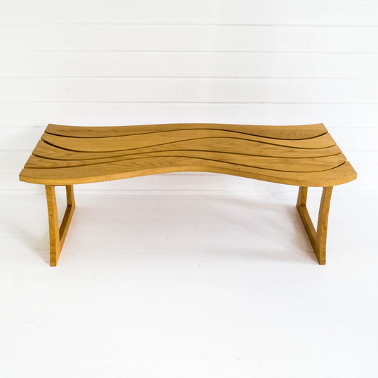 Oak Coffee Table Solid Wood | Modern Contemporary Unique Furniture Handmade Wavy Nesting Tables