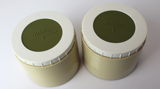 Vintage 1970's 1980's Plastic Thermos Insulated Jars - Set Of 2