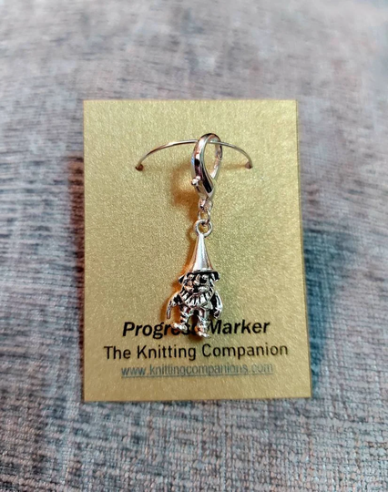 Silver Gnome Stitch Marker With Lobster Clasp, Making It Suitable For Knitting & Crochet