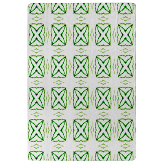 Harman Extraordinary Boho Chic Summer Designer Shaggy White/Green Rug
