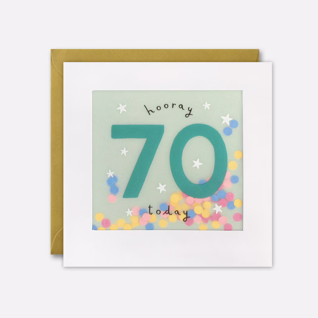 Age 70 Birthday Card With Colourful Paper Confetti - Shakies By James Ellis