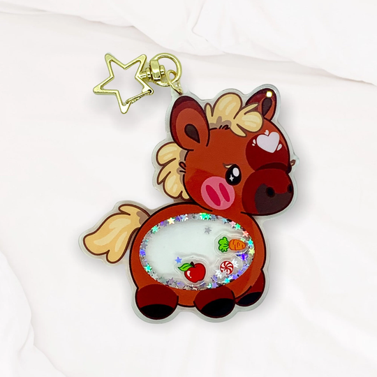 Pony Shaker Keychain, Double-Sided, Hungry Horse Treat Charm