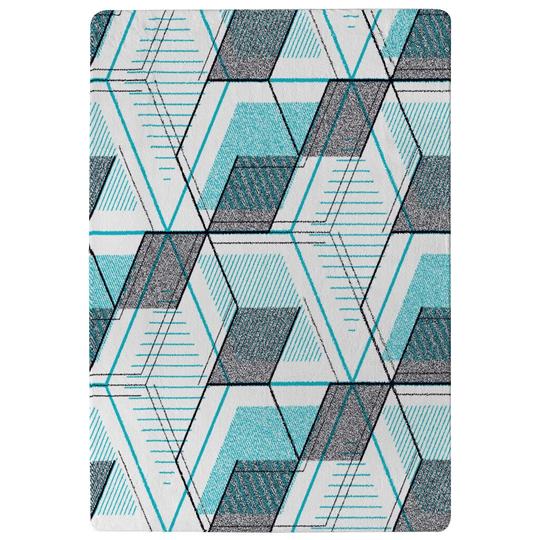 Jacks Hexagons Designer Shaggy Blue/Grey Rug