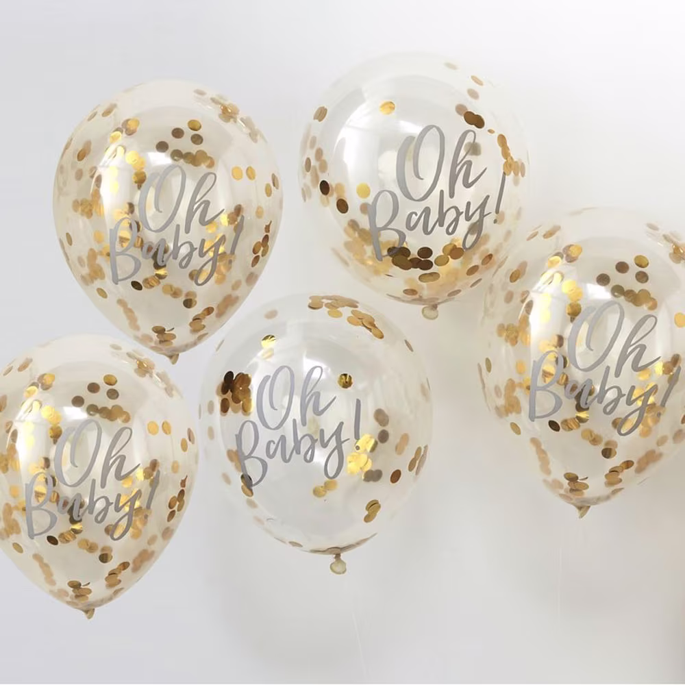 Oh Baby Gold Confetti Balloons, Neutral Shower, Party Shower Decor, New Party, Gender Reveal