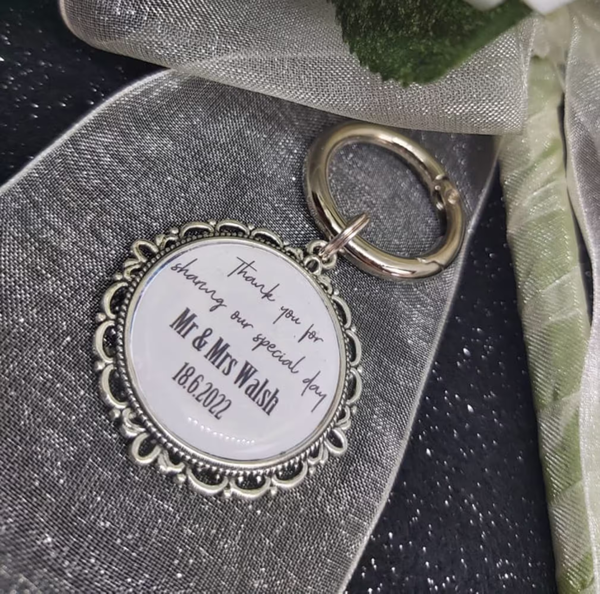 Wedding Favour Gift Or Guests, Keyring Personalised With Married Names & Date, Bulk Discount, Wine Glass Charm Bookmark Mix Match