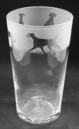 57Cl Conical Pint Glass With Doberman Frieze Design
