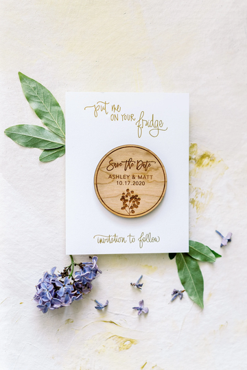 Eucalyptus Wood Save The Date Magnets