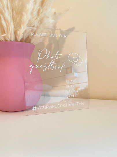 Photo Guestbook/Wedding Acrylic Sign/Wedding Decor/Leave A Photo/Shake It/ Modern Wedding Guestbook
