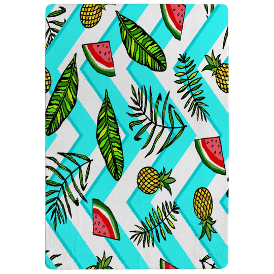 Landry Pineapple and Watermelon Shaggy Blue/Green Rug