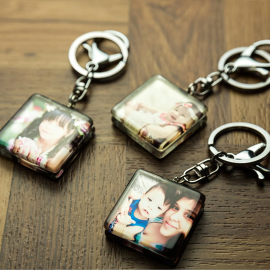 Chrismas Gift Photo Keychain With One Side Photos Holiday Ornament, Clear Top Customized Photo, Family